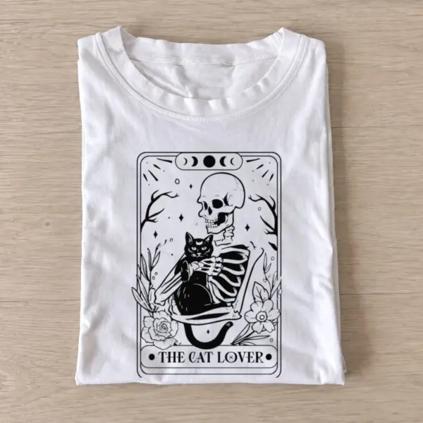 Skeleton cat card t shirt white20skeleton cat card.webp