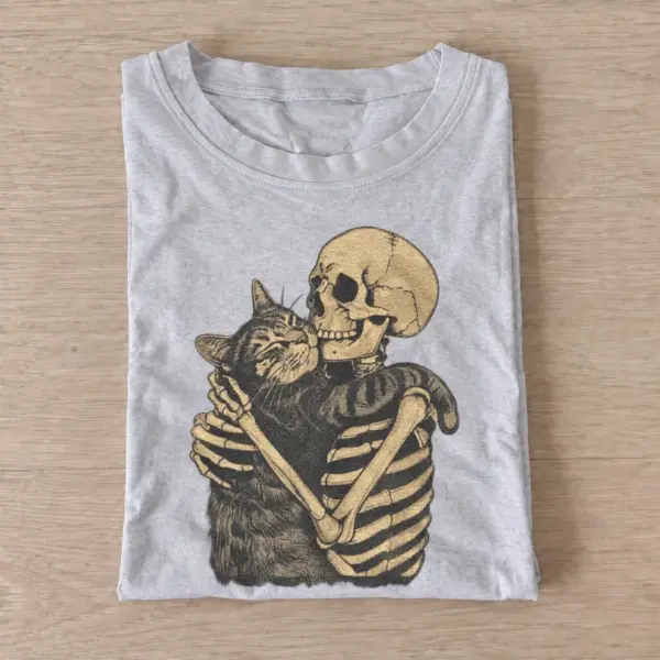 Skeleton cat embrace graphic t shirt gray20skeleton cat embrace.webp