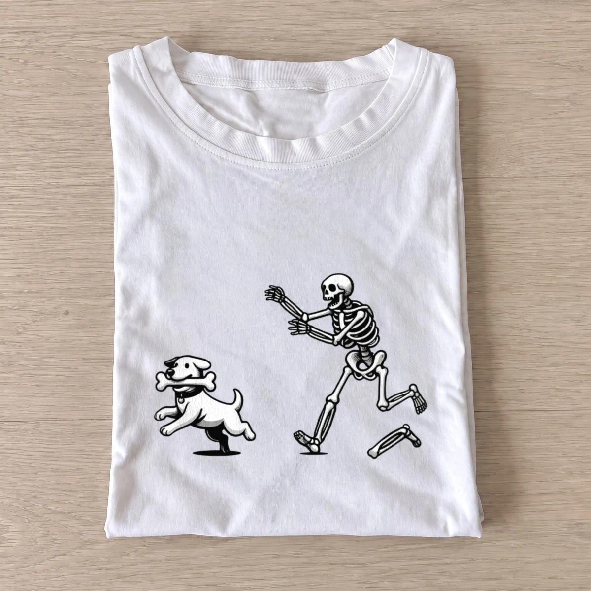 Skeleton chasing dog t shirt white20skeleton chasing dog.webp
