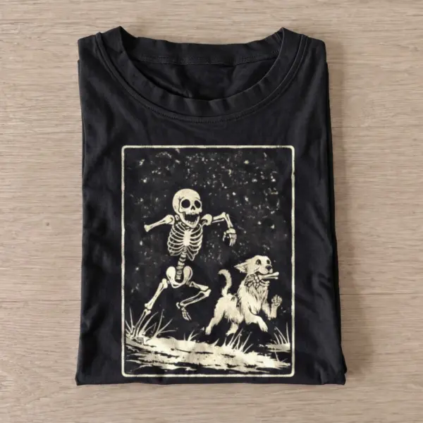 Skeleton and dog run graphic t shirt black20skeleton dog run.webp
