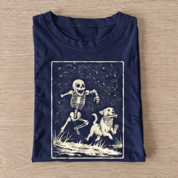 Skeleton and dog run graphic t shirt navy20skeleton dog run.webp