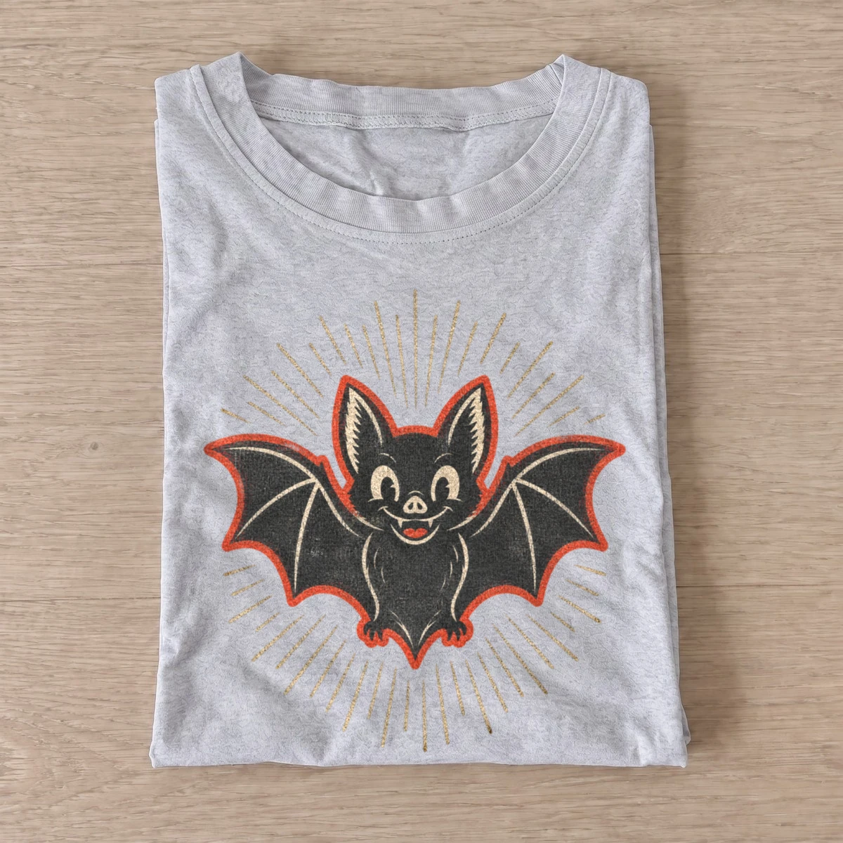 Smiling bat graphic t shirt gray20smiling bat.webp