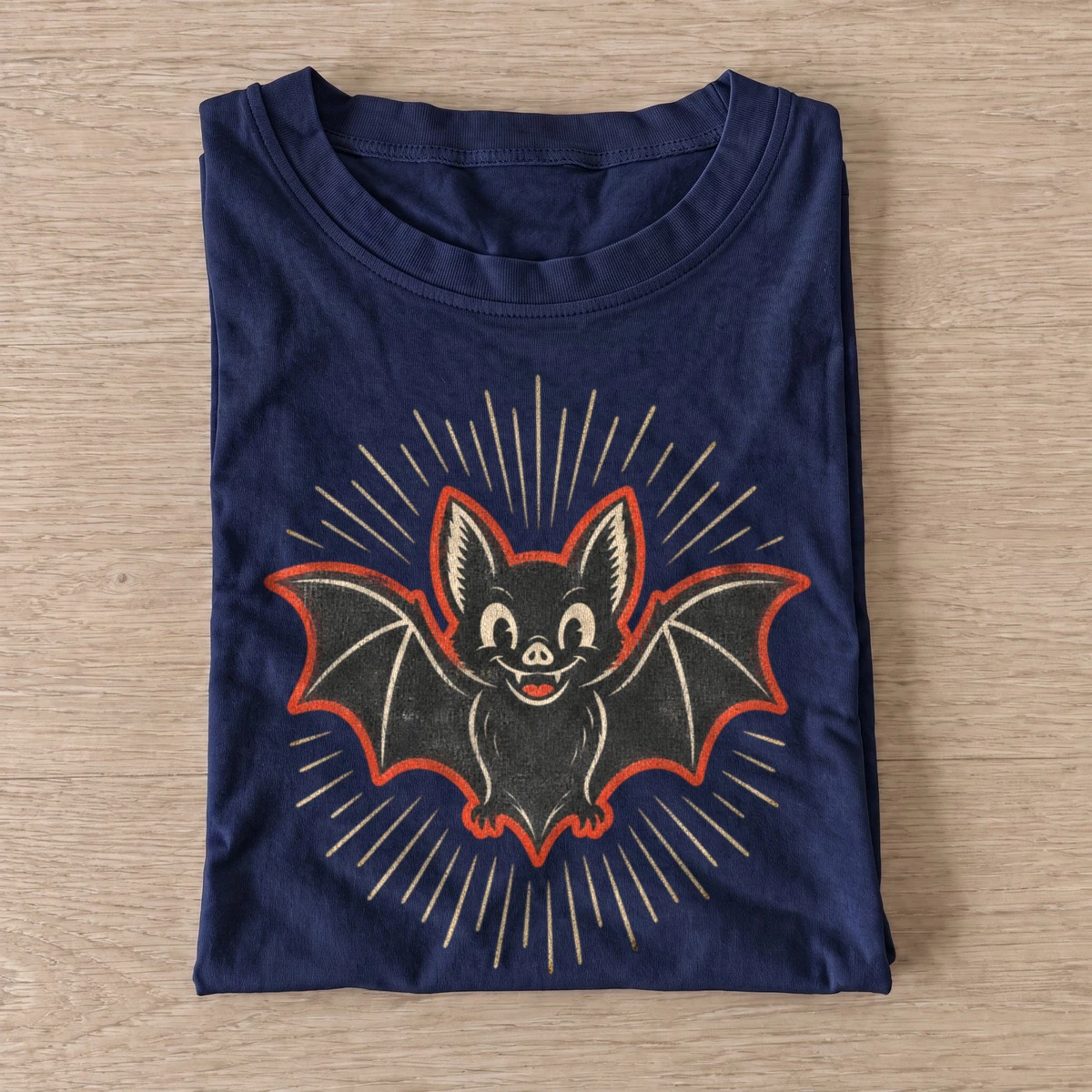 Smiling bat graphic t shirt navy20smiling bat.webp