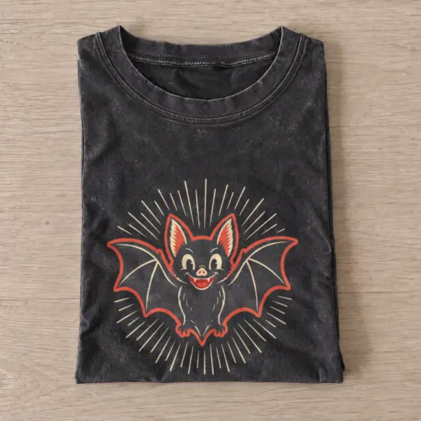 Smiling Bat Vintage Graphic T-Shirt — graphic design