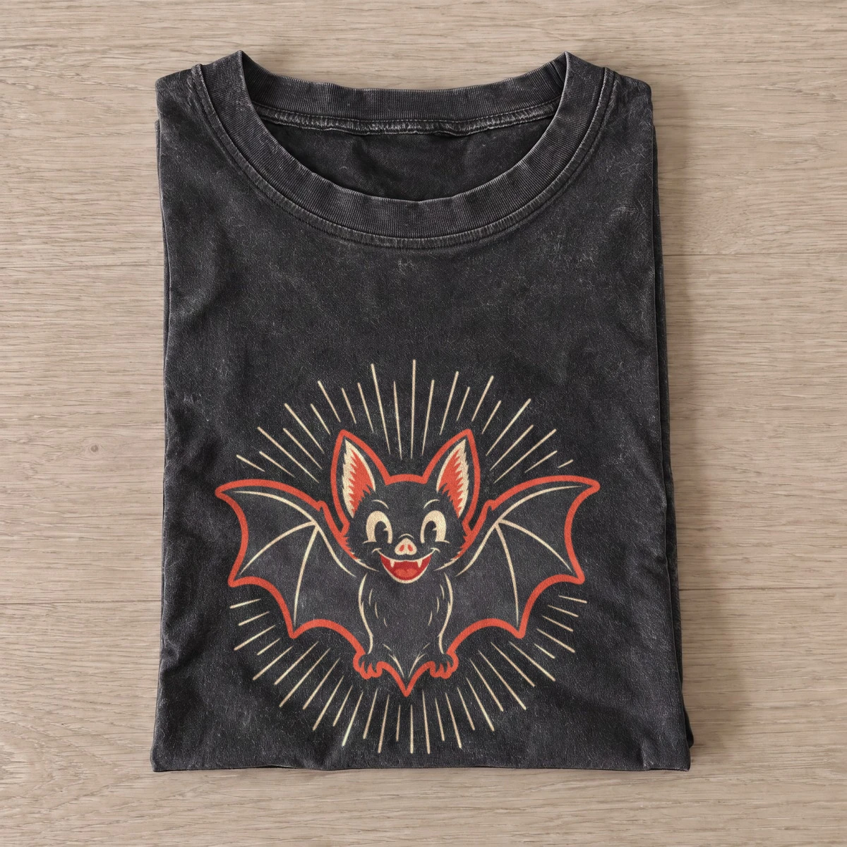 Smiling Bat Vintage Graphic T-Shirt — graphic design