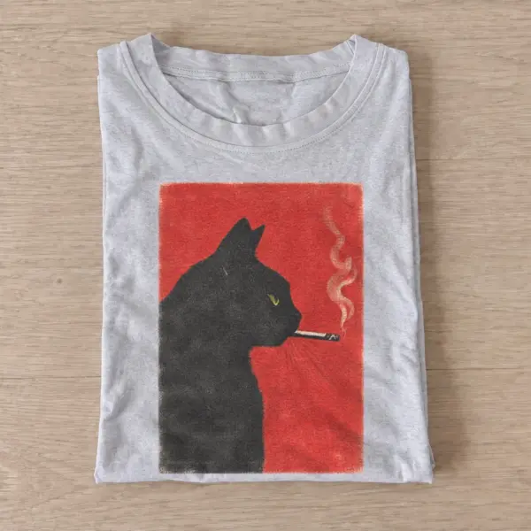 Smoking black cat red sky t shirt gray20smoking red sky cat.webp