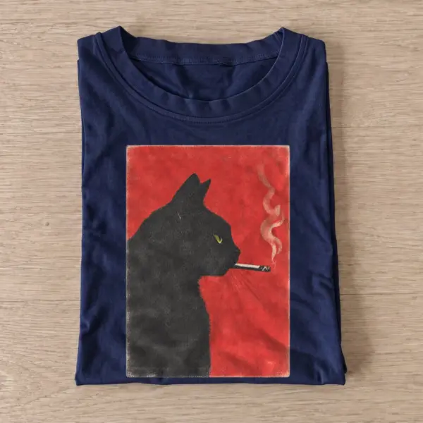 Smoking black cat red sky t shirt navy20smoking red sky cat.webp