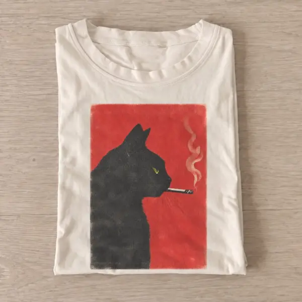 Smoking black cat red sky t shirt sand20smoking red sky cat.webp