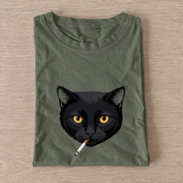 Smoking black cat t shirt olive20smoking black cat.webp