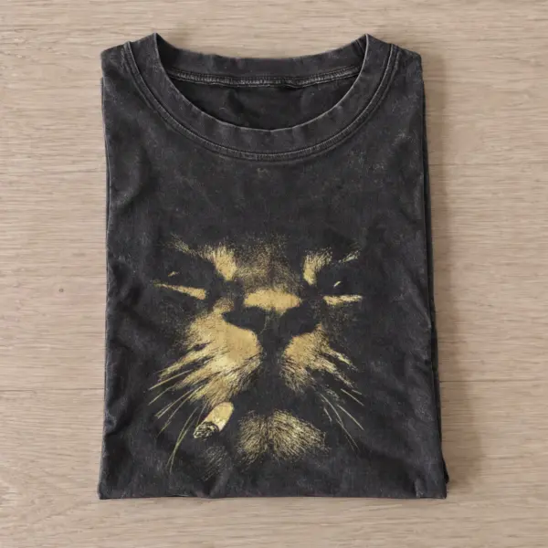 Smoking cat sepia vintage t shirt washed20black20smoking cat sepia.webp