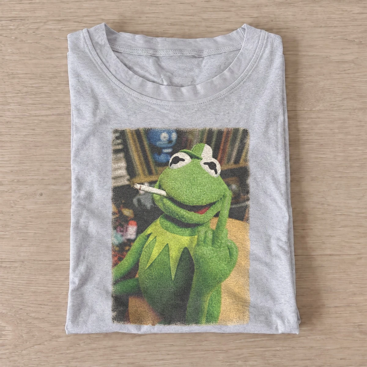 Smoking frog puppet graphic t shirt gray20smoking frog puppet.webp