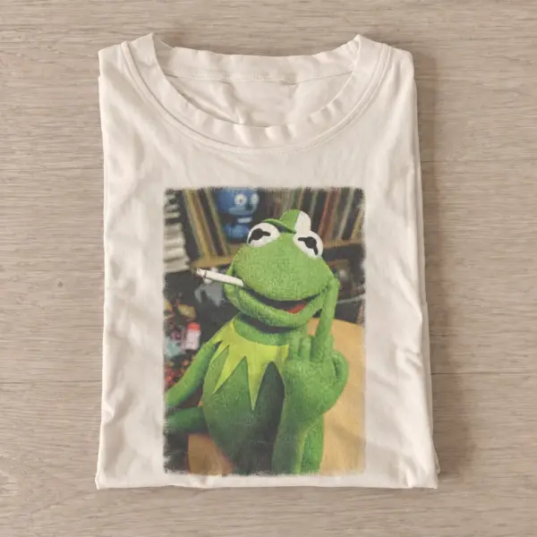 Smoking frog puppet graphic t shirt sand20smoking frog puppet.webp