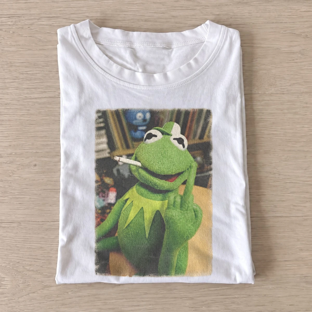 Smoking frog puppet graphic t shirt white20smoking frog puppet.webp