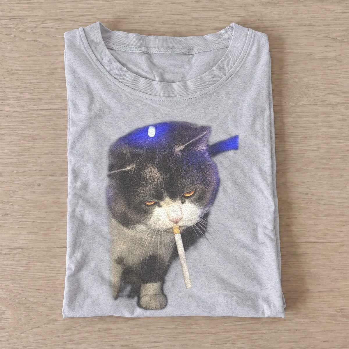 Smoking gray cat graphic t shirt gray20smoking gray cat.webp