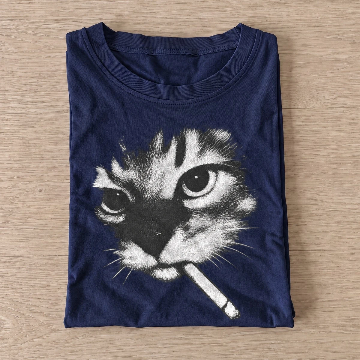 Smoking kitten graphic t shirt navy20smoking kitten.webp