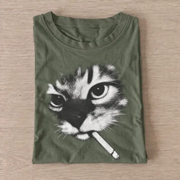 Smoking kitten graphic t shirt olive20smoking kitten.webp