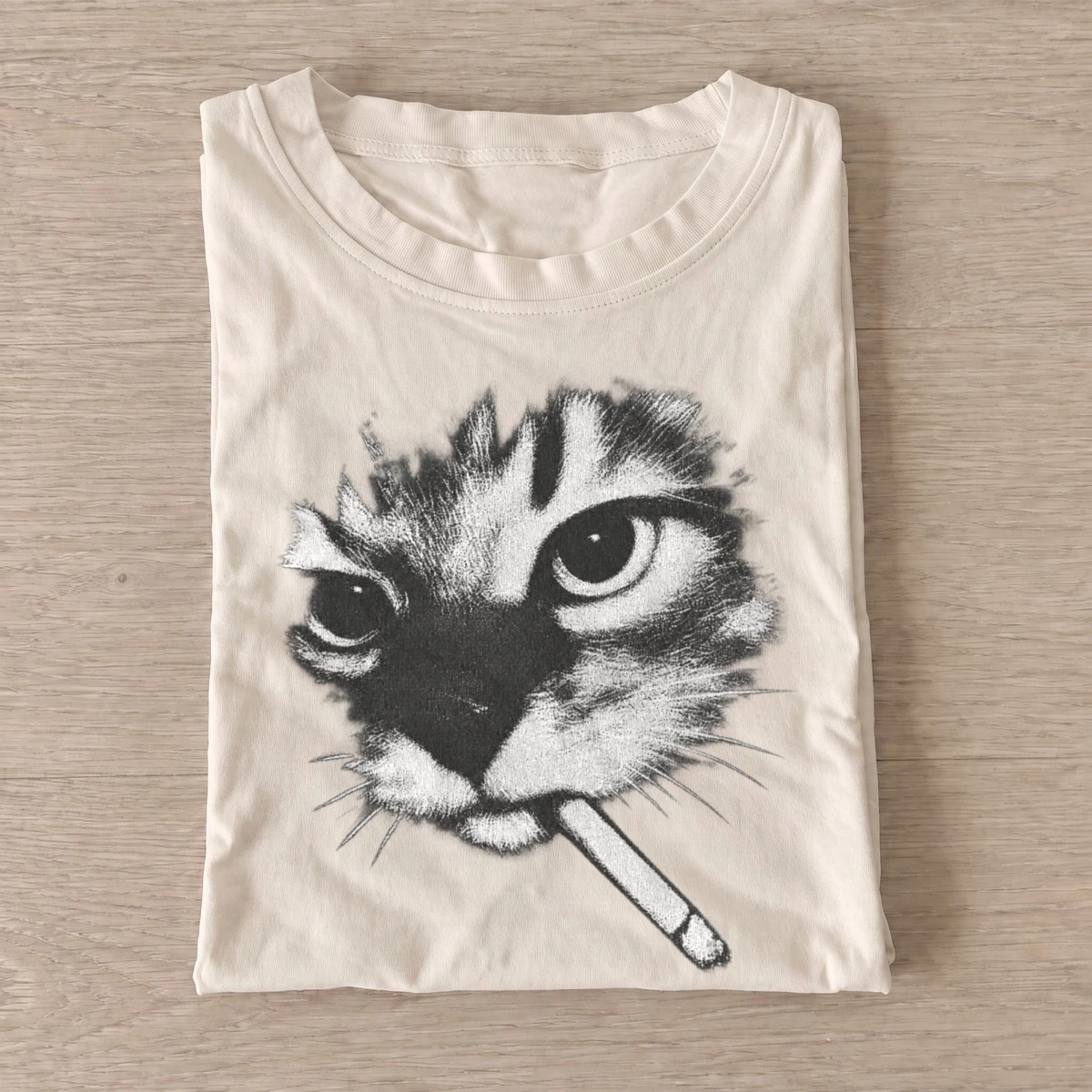 Smoking kitten graphic t shirt sand20smoking kitten.webp