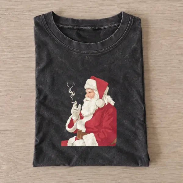 Smoking santa vintage t shirt washed20black20smoking santa.webp