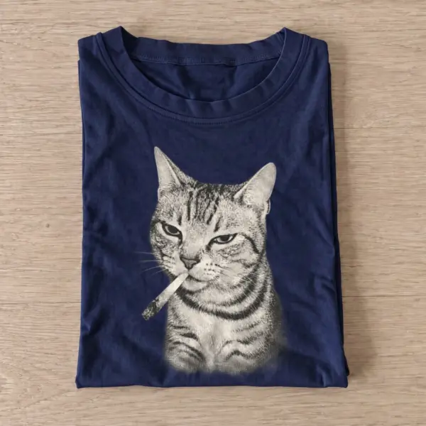 Smoking tabby cat t shirt navy20smoking tabby.webp