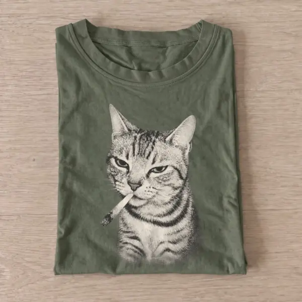 Smoking tabby cat t shirt olive20smoking tabby.webp