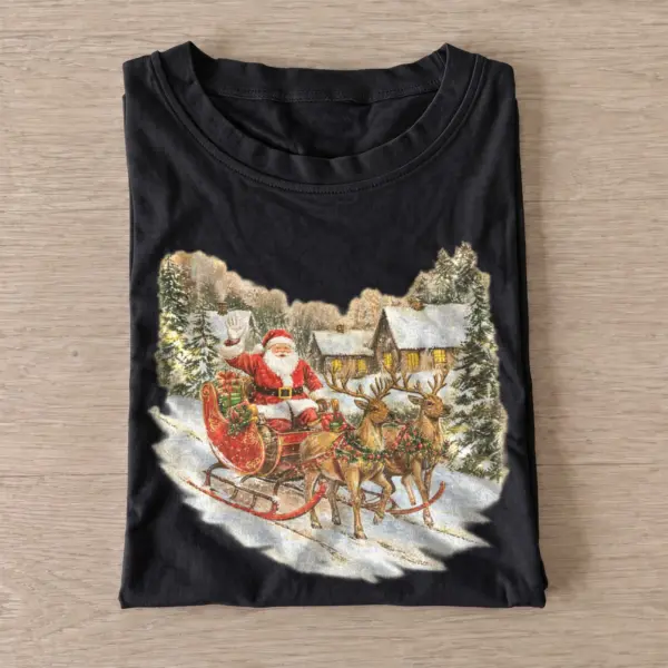 Snowy cottage sleigh christmas t shirt black20snowy cottage sleigh.webp
