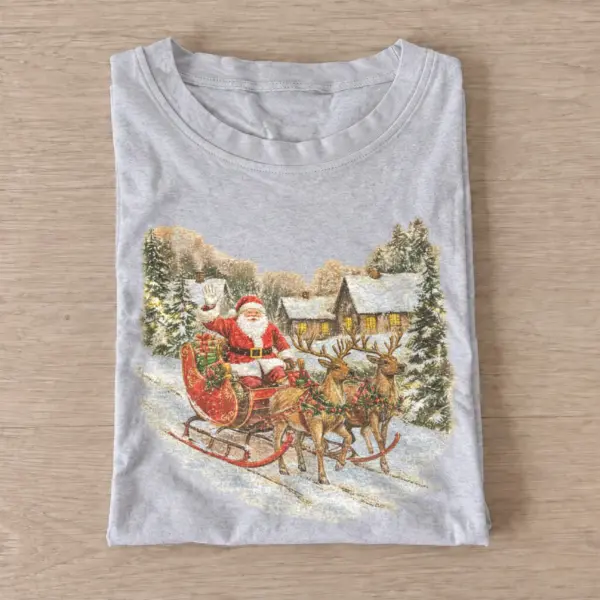 Snowy cottage sleigh christmas t shirt gray20snowy cottage sleigh.webp