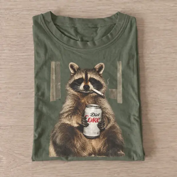 Soda sipping raccoon graphic t shirt olive20soda sipping raccoon.webp