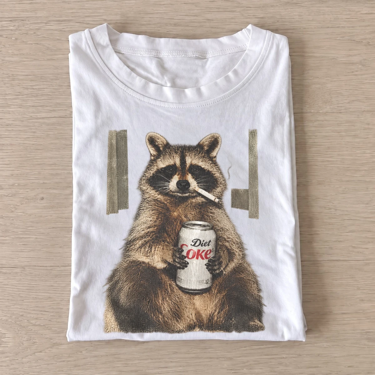 Soda sipping raccoon graphic t shirt white20soda sipping raccoon.webp