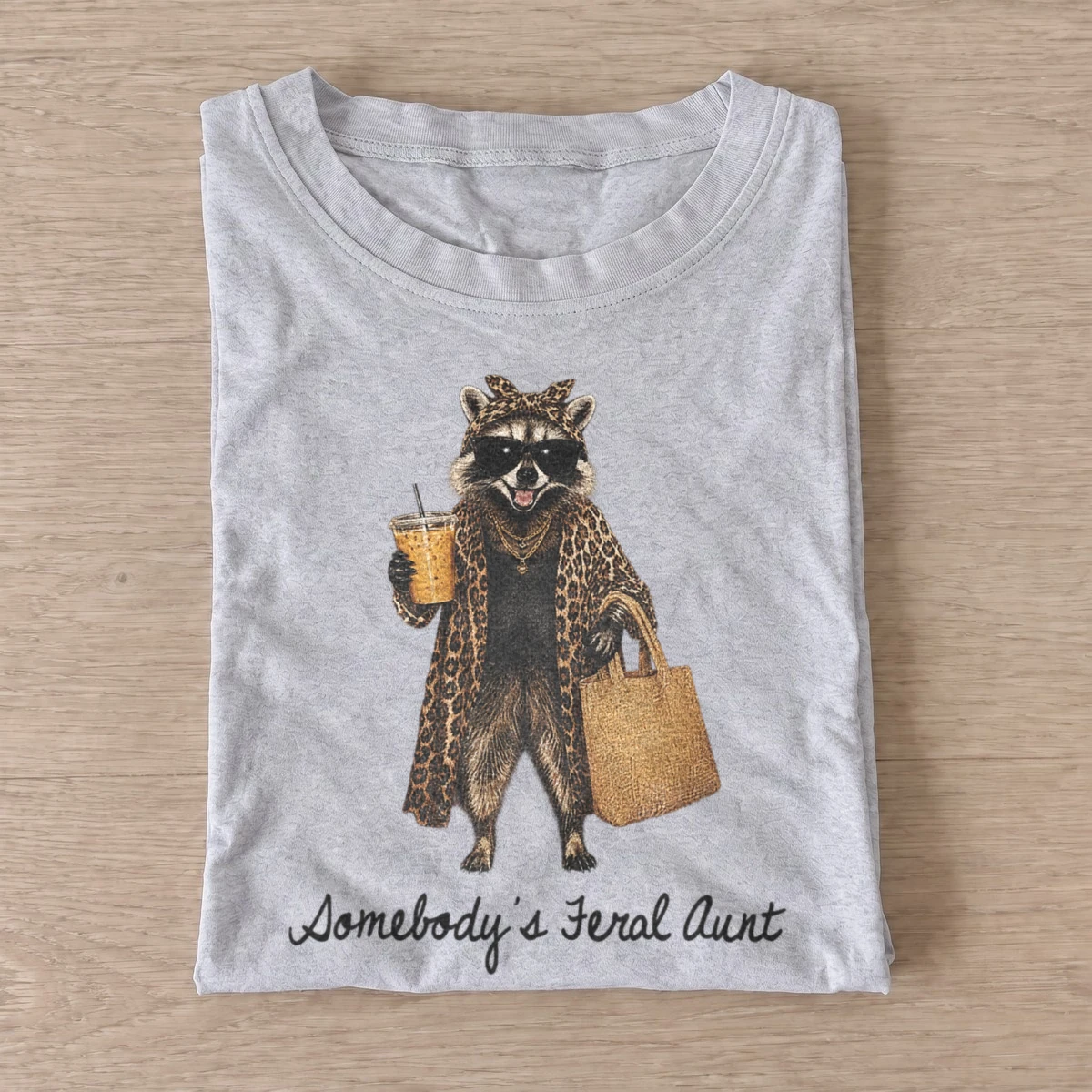Somebodys feral aunt raccoon t shirt gray20feral aunt queen.webp