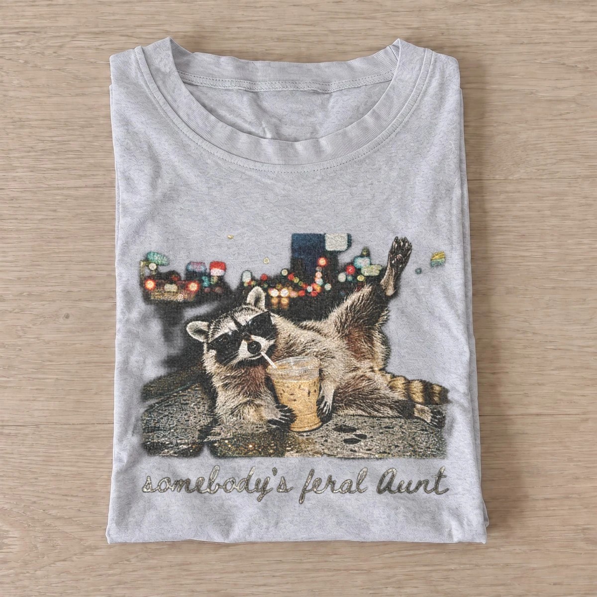 Somebodys feral aunt raccoon t shirt gray20feral aunt raccoon.webp