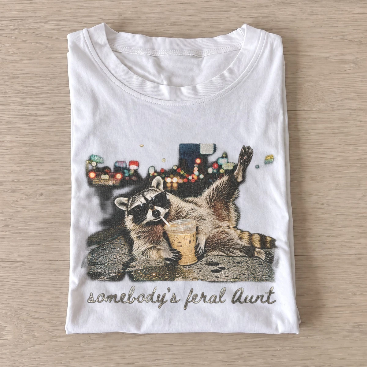 Somebodys feral aunt raccoon t shirt white20feral aunt raccoon.webp