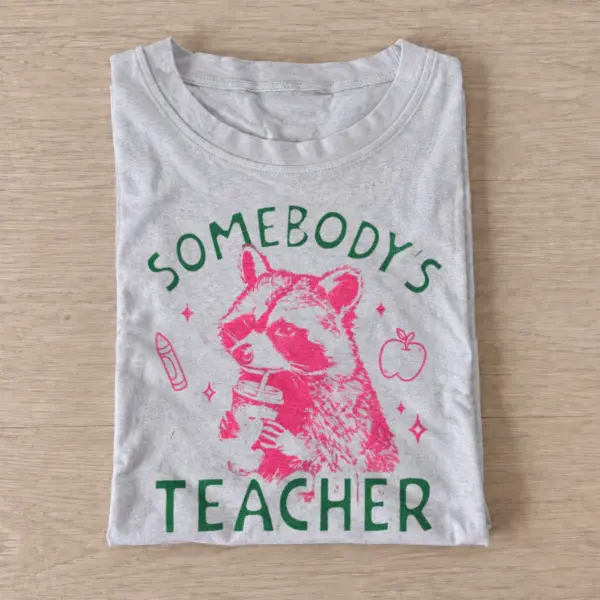 Somebodys teacher raccoon t shirt gray20raccoon teacher.webp