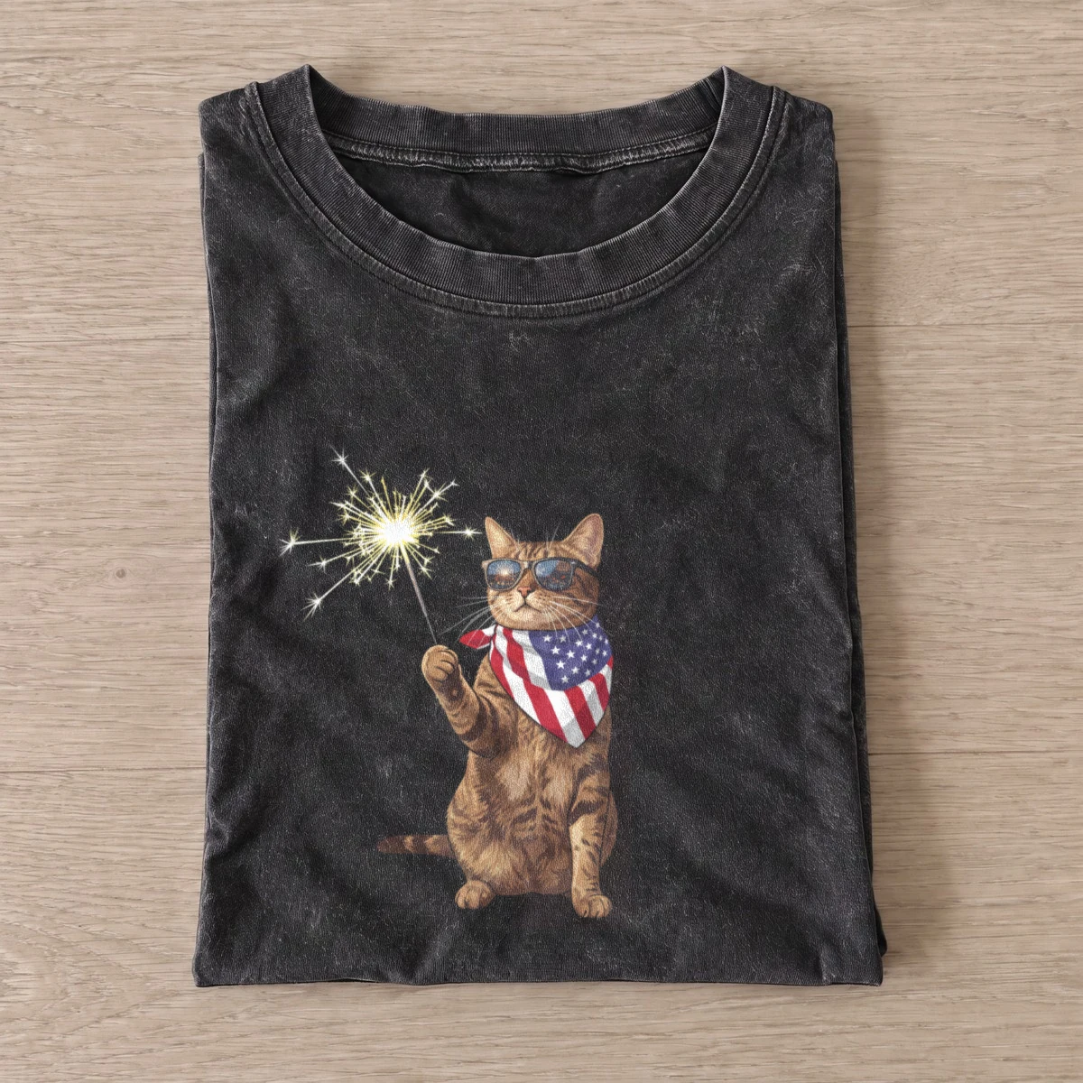 Sparkler cat vintage t shirt washed20black20sparkler cat.webp