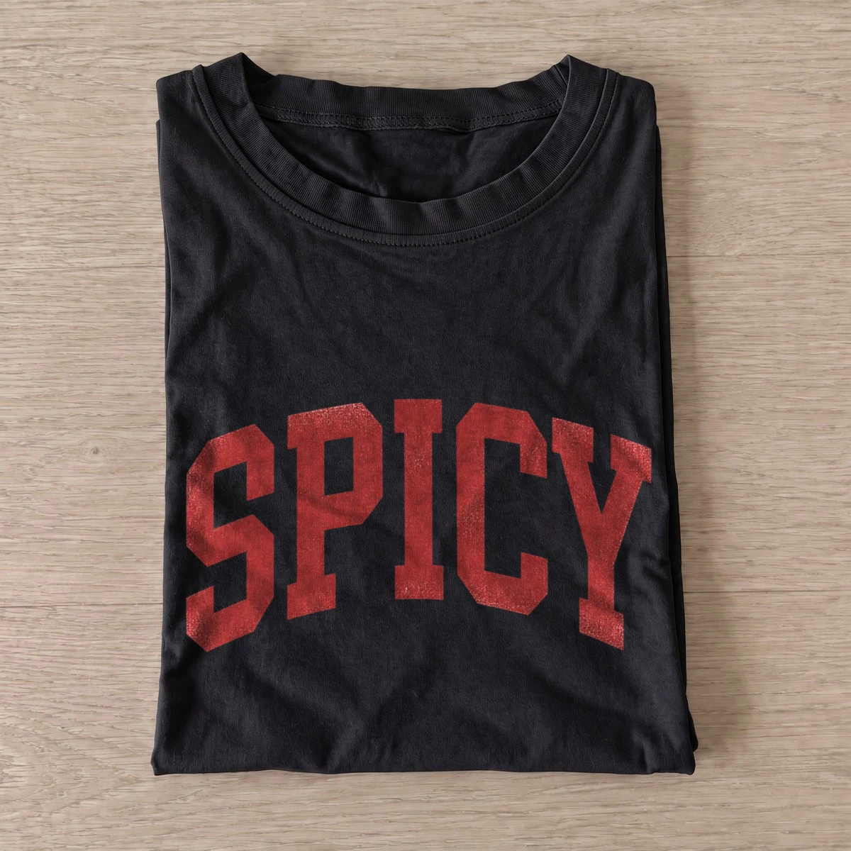 Spicy arched varsity t shirt black20spicy.webp