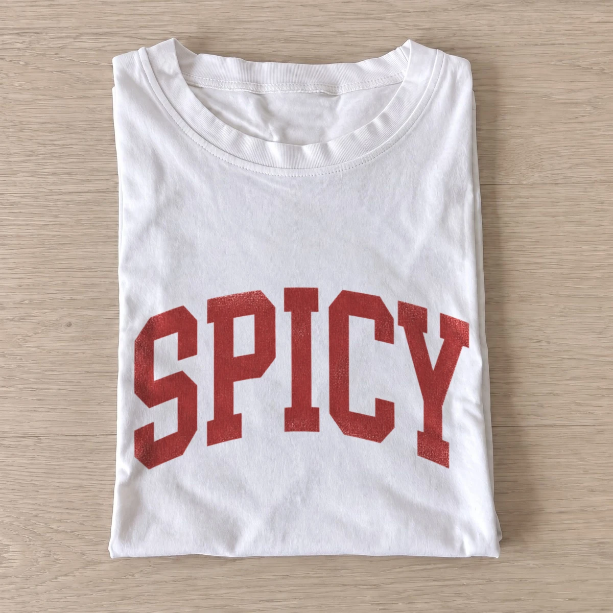 Spicy arched varsity t shirt white20spicy.webp