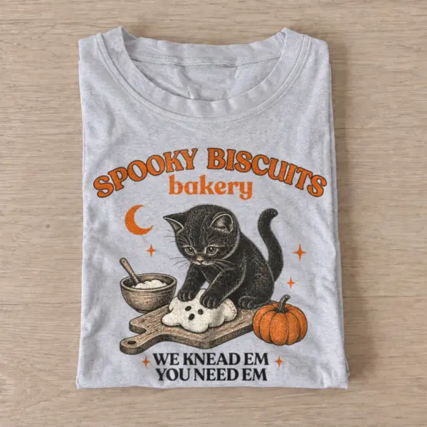 Spooky biscuits bakery cat t shirt gray20spooky biscuit bakery.webp
