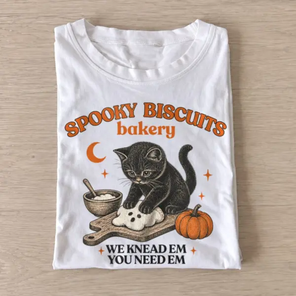 Spooky biscuits bakery cat t shirt white20spooky biscuit bakery.webp