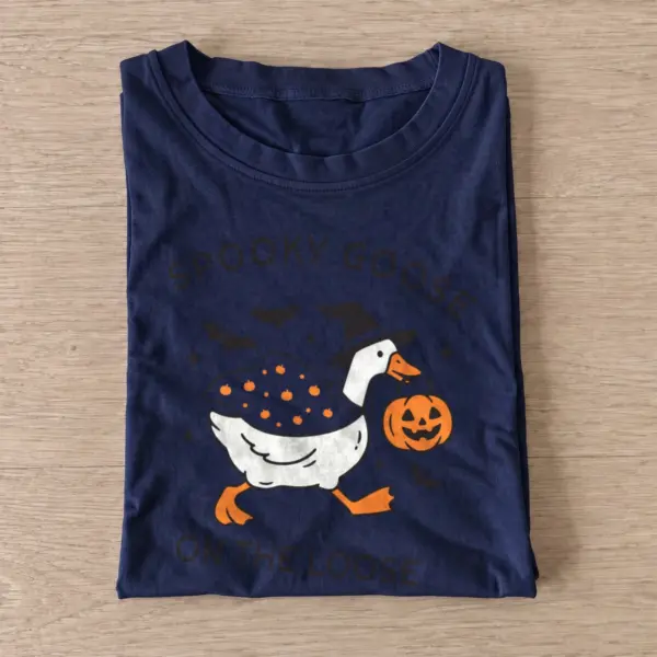 Spooky goose on the loose t shirt navy20spooky goose on the loose.webp