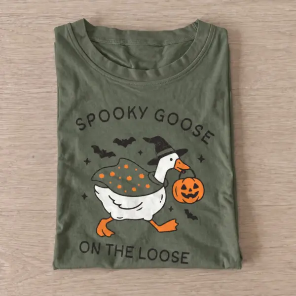Spooky goose on the loose t shirt olive20spooky goose on the loose.webp