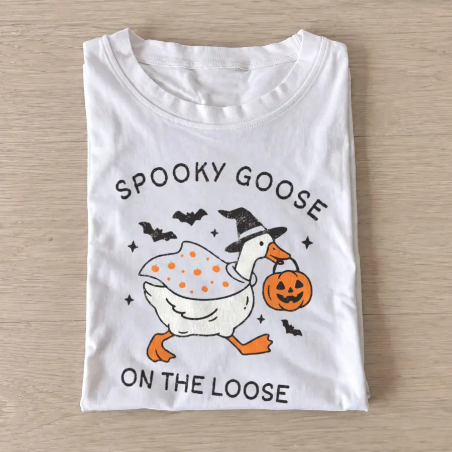 Spooky goose on the loose t shirt white20spooky goose on the loose.webp