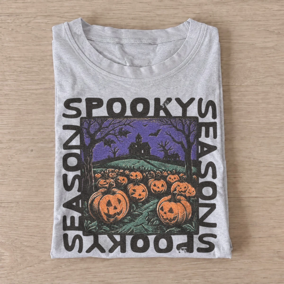 Spooky season purple pumpkin night t shirt gray20purple pumpkin night.webp