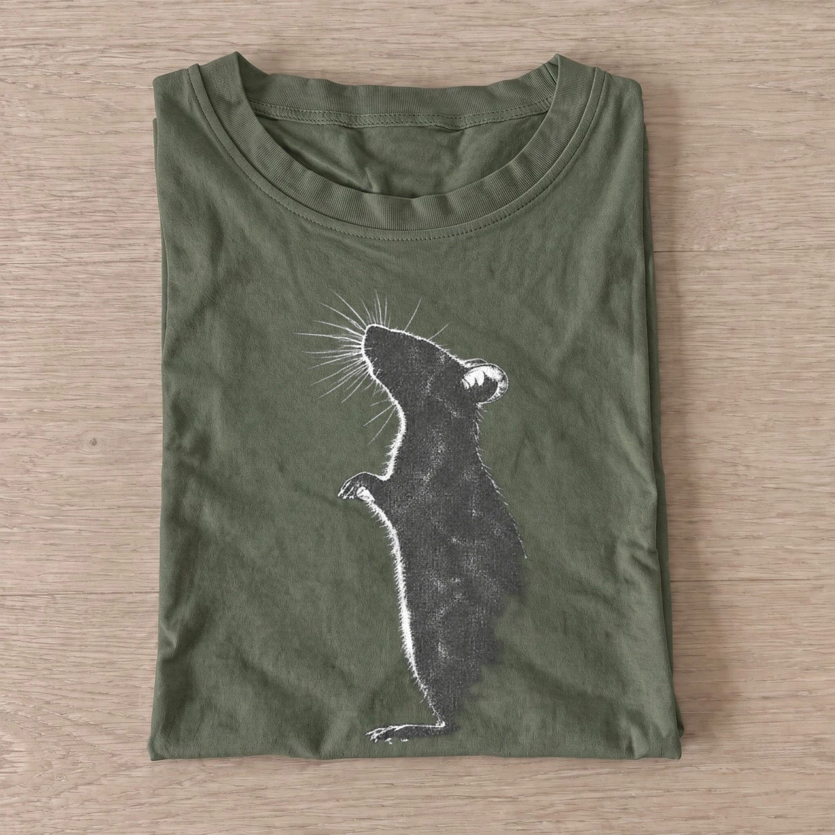 Standing upright rat t shirt olive20upright rat.webp