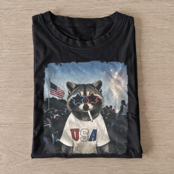 Star glasses usa raccoon t shirt black20star glasses raccoon.webp