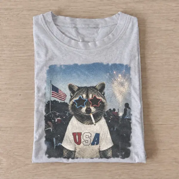Star glasses usa raccoon t shirt gray20star glasses raccoon.webp