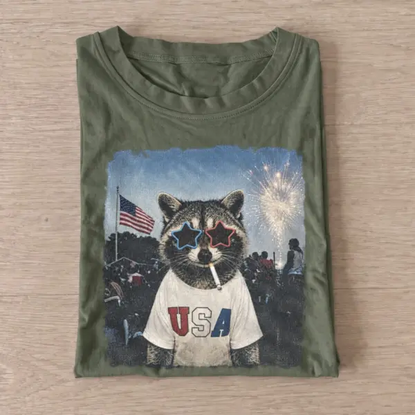 Star glasses usa raccoon t shirt olive20star glasses raccoon.webp
