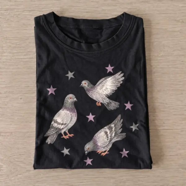 Star pigeons t shirt black20star pigeons.webp