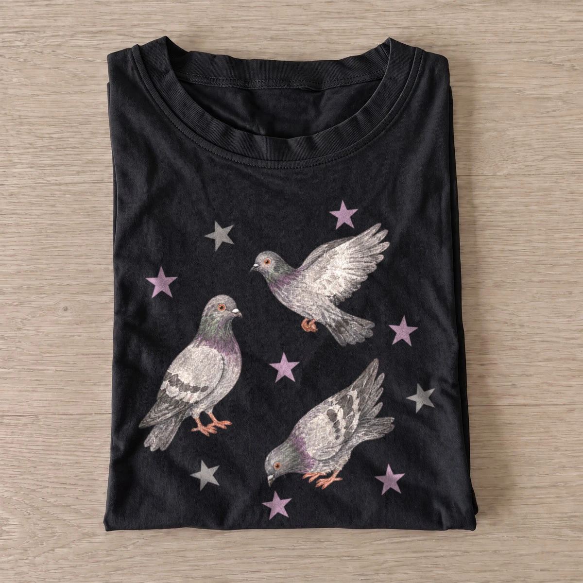 Star pigeons t shirt black20star pigeons.webp
