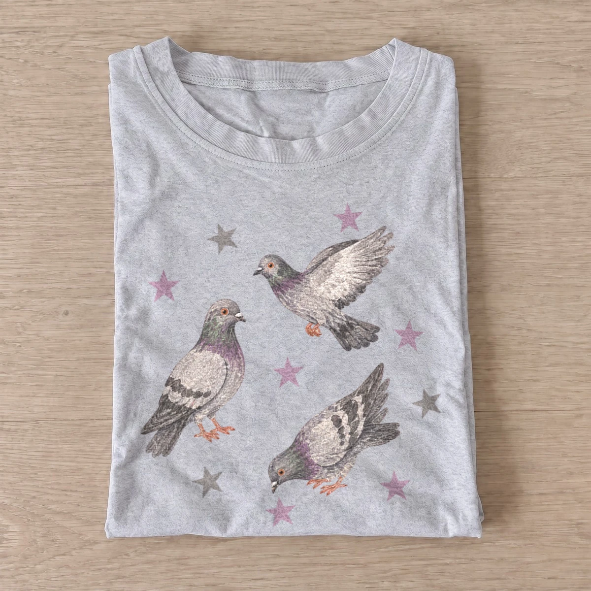 Star pigeons t shirt gray20star pigeons.webp