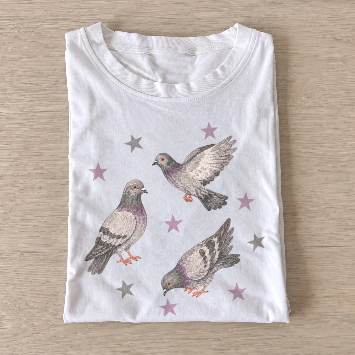 Star pigeons t shirt white20star pigeons.webp