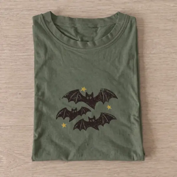 Starry bat trio t shirt olive20starry bat trio.webp
